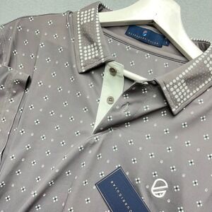 Extracurricular Mens Grey Geometric Print Performance Golf Polo Shirt Large NEW
